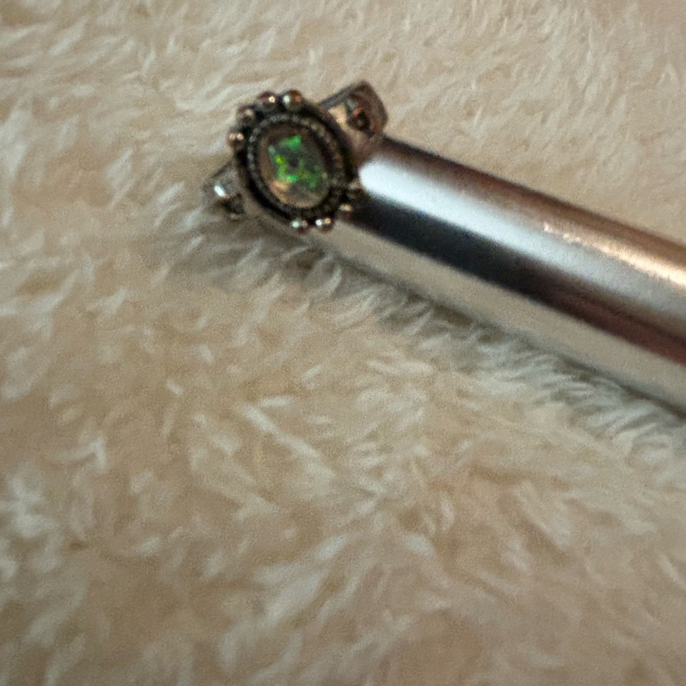 Silver Ring with Green Gemstone